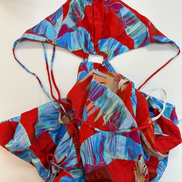 Farm Rio Red Sweet Jungle Cut Out Midi Dress - Picture 4 of 10